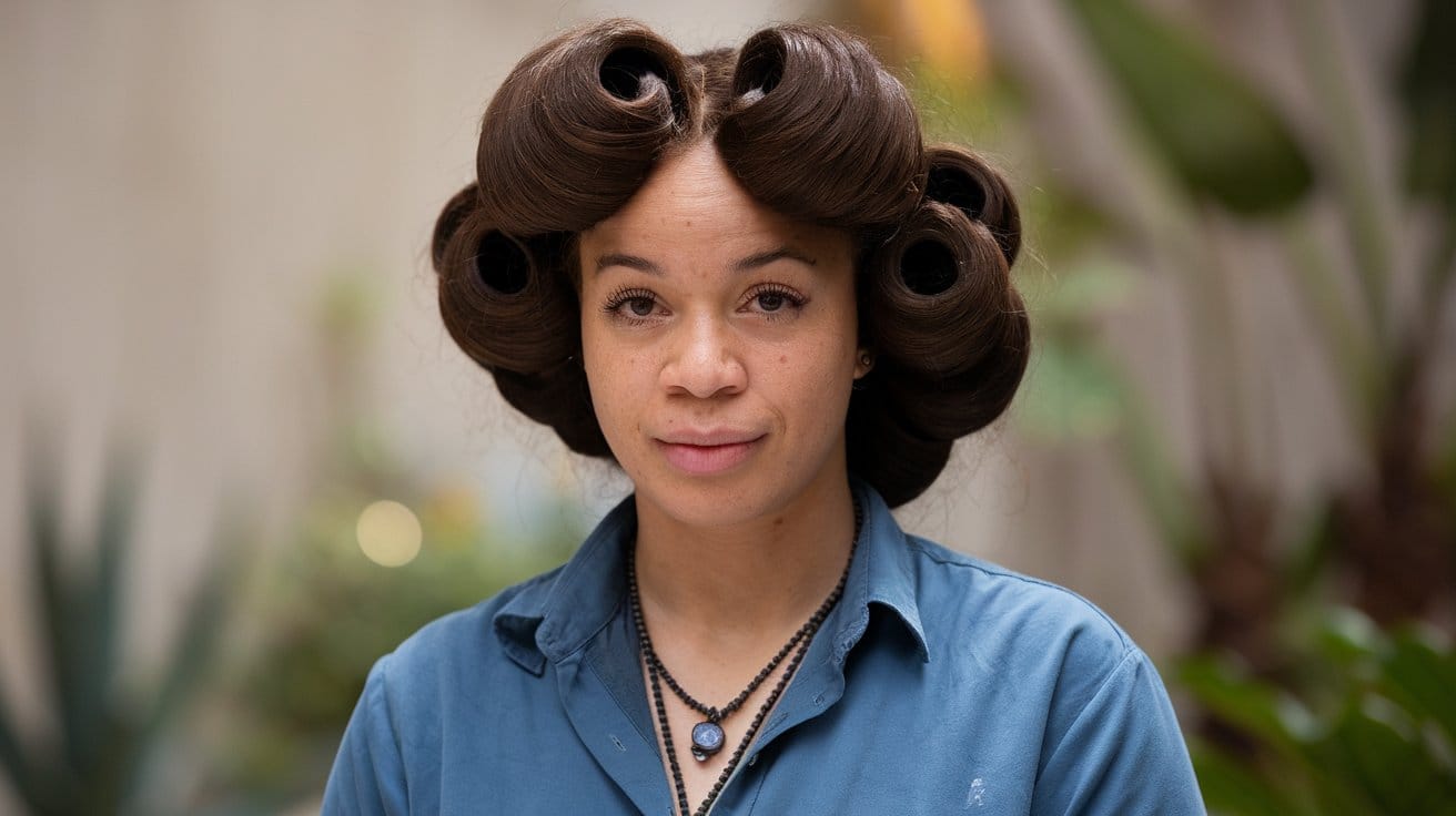 a photo of a black woman with a old silk press
