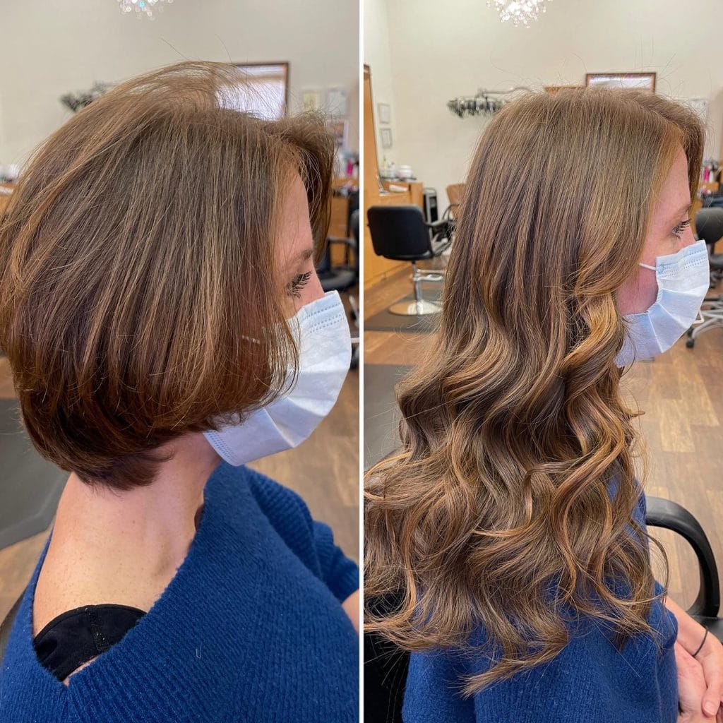 Before and after hair styling transformation
