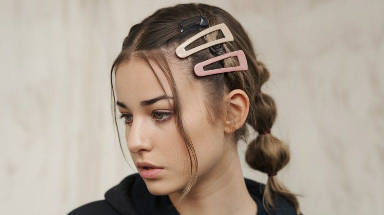 Woman with hair clips and braided hairstyle
