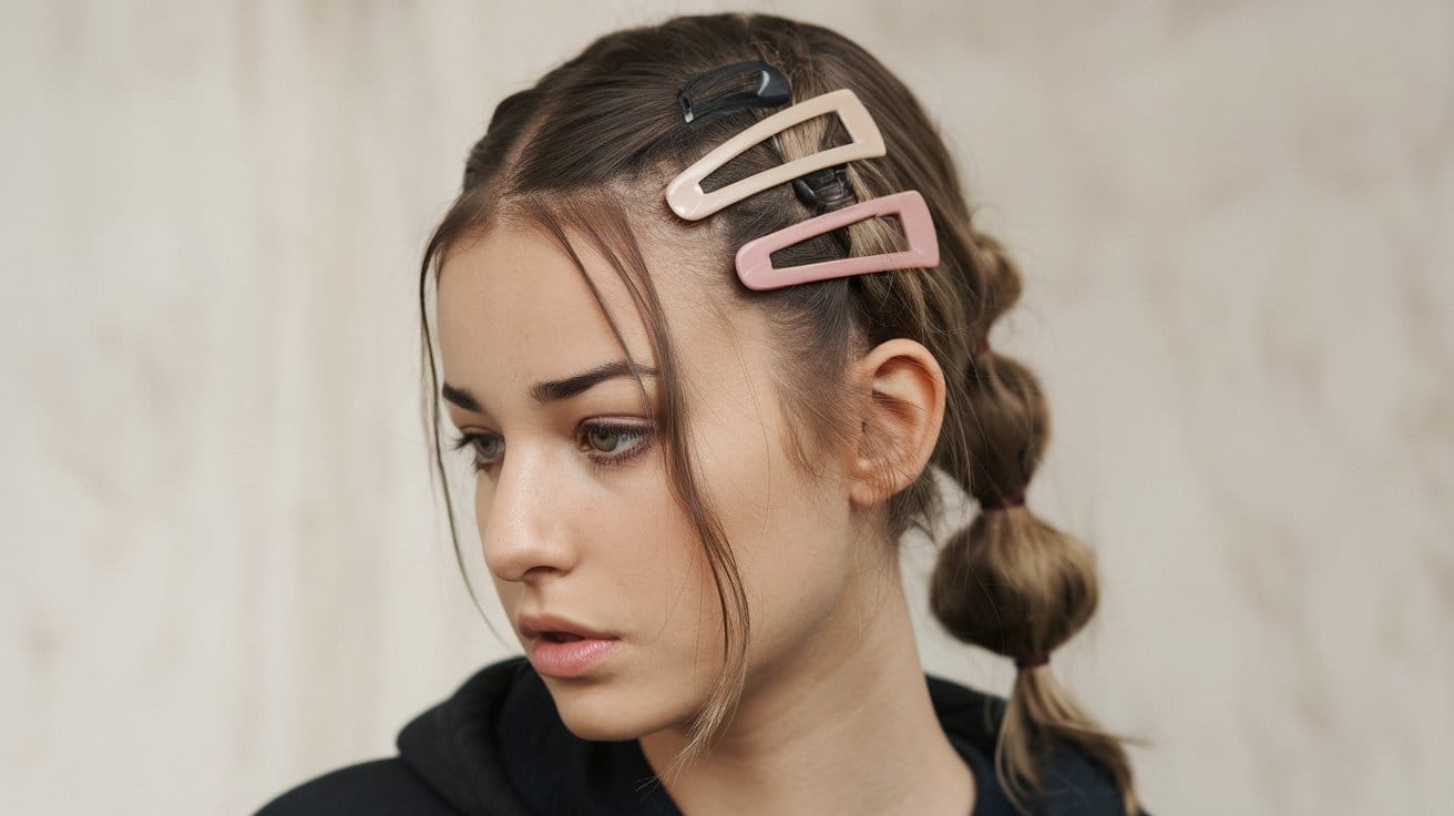 Woman with hair clips and braided hairstyle