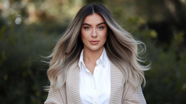 Woman with long hair outdoors in nature